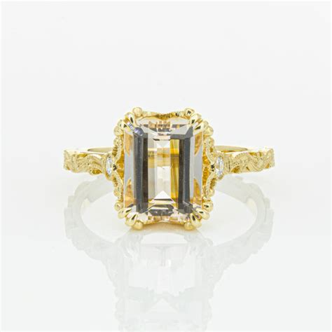 18ct Yellow Gold Morganite And Diamond Romanov Ring Walker And Hall