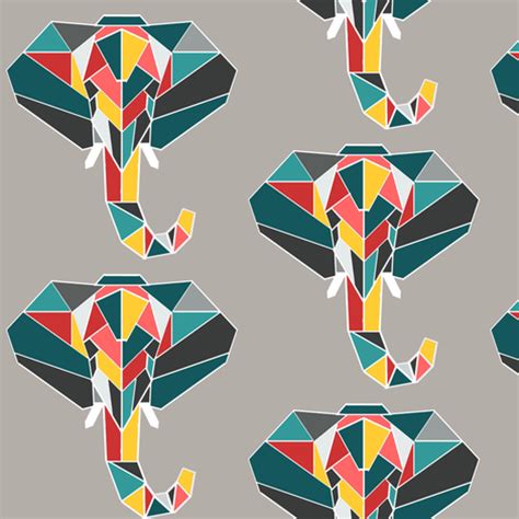 Cute elephant images come with. Geometric Elephant in Color fabric - alida_lee_designs ...
