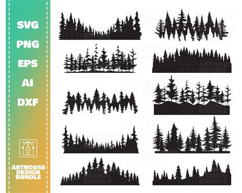 Forest Svg Bundle 2 Forest Clipart Bundle Forest Silhouette Etsy