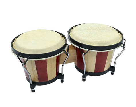 Freedom Bongo Drums 6 7 Natural Hide Basswood Tunable Red Stripe Zhb