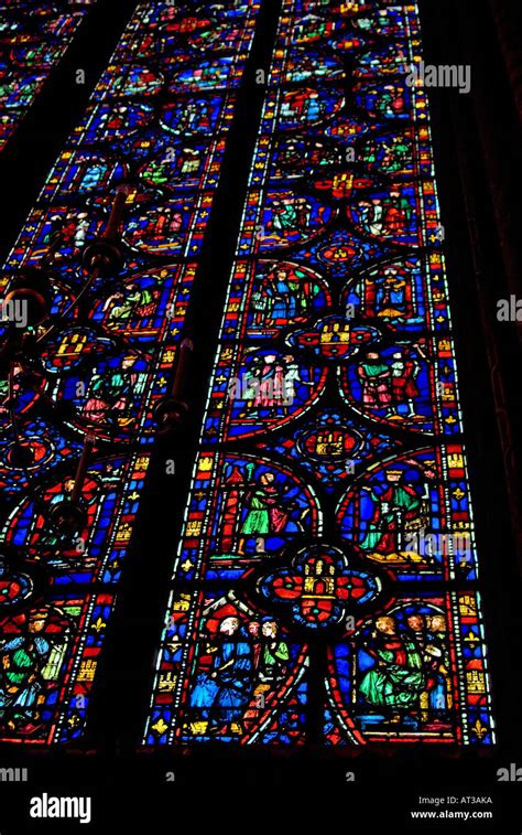Paris France Stained Glass Window In Upper Chapel Chapelle Haute Of Sainte Chapelle Orig