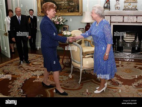 Britains Queen Elizabeth Ii Greets The Latvian President Mrs Vaira