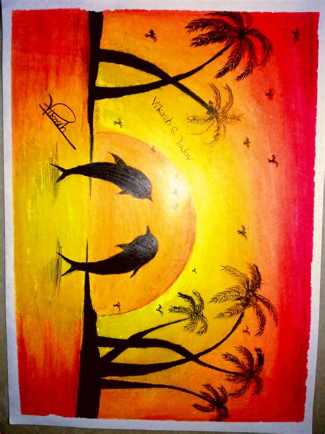 Sunset Drawing By Vikash Yadav Indian Paintings Painting Drawings