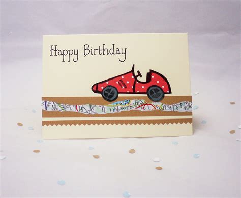Racing Car Birthday Card Lino Printed Sports Car Birthday Card Etsy