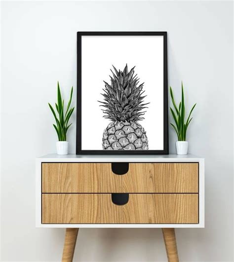 pineapple art tropical print pineapple poster kitchen fruit etsy pineapple wall art