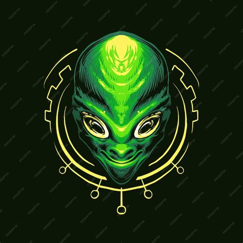Premium Vector Green Alien Head Isolated On Black