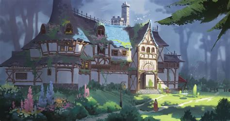 5 By Cocox9fu0 Fantasy Landscape Cottage Art Anime Scenery
