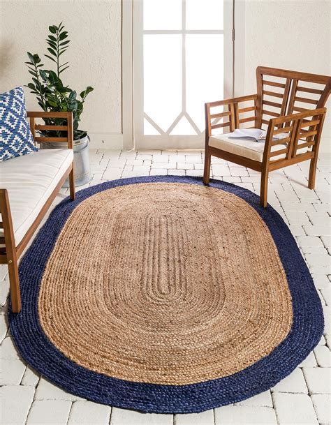 Natural 5 X 8 Braided Jute Oval Rug Area Rugs