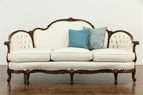 Sold French Design Carved Vintage Sofa Recent Upholstery 33297