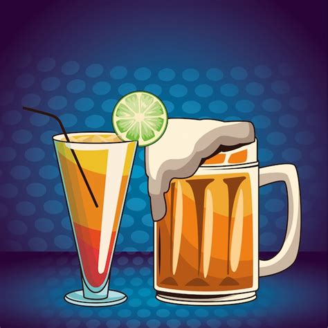 Bebidas Alcohólicas Bebidas Cartoon Vector Premium