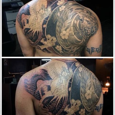 Chronic Ink Tattoo Toronto Tattoo Phoenix And Dragon Cover Up Back