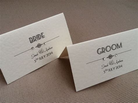 10 X Handmade Personalised Vintage Art Deco Style Name Place Cards