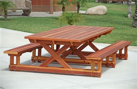 Chriss Picnic Table With Attached Benches Picnic Table Woodworking