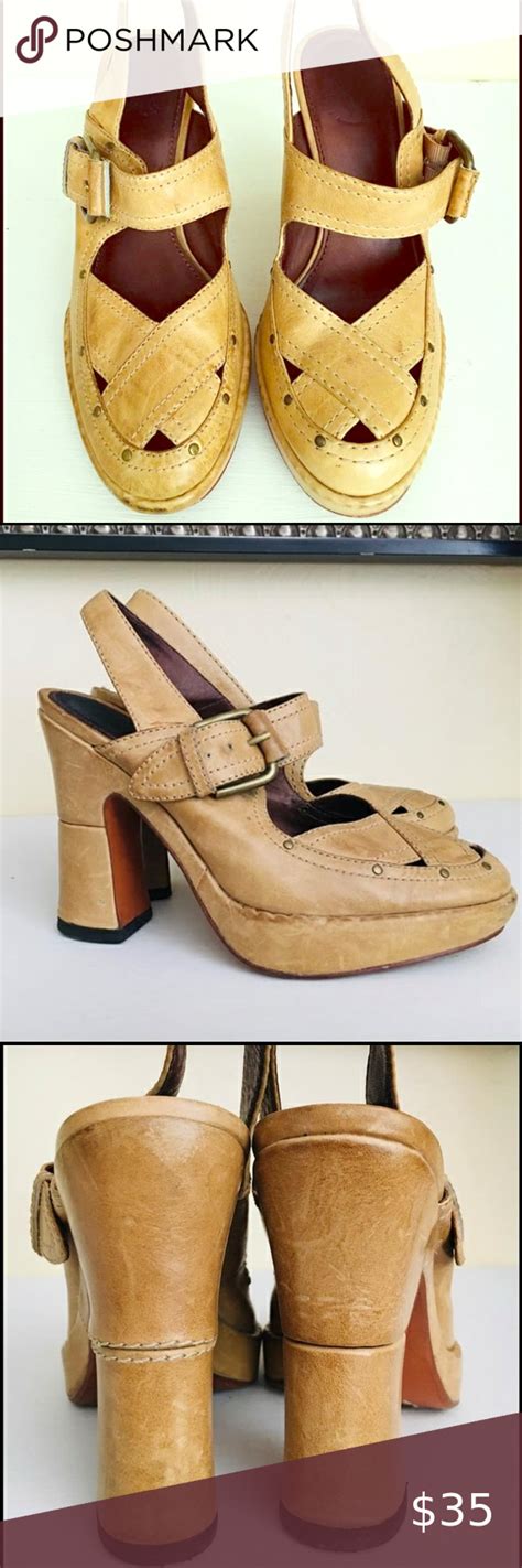 Frye Goldie Slingback Leather Platform Heel 55 Slingback Shoes