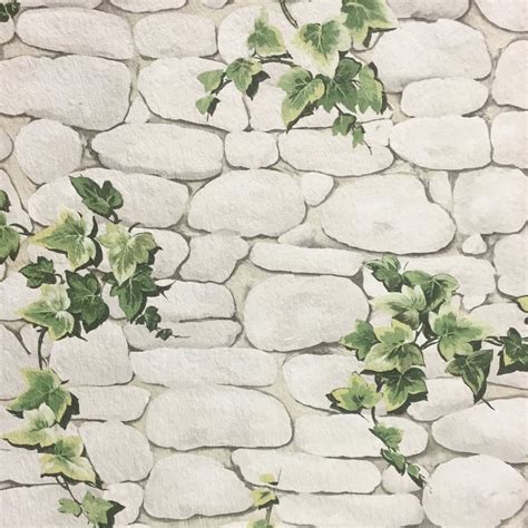 Erismann Stone Wall Pattern Wallpaper Ivy Motif Realistic Effect
