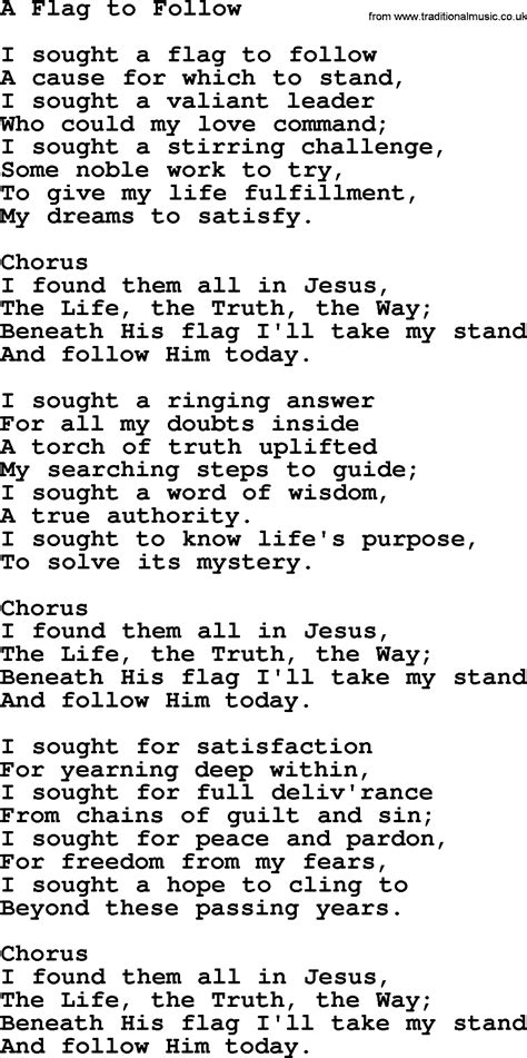 Baptist Hymnal Christian Song A Flag To Follow Lyrics With Pdf For