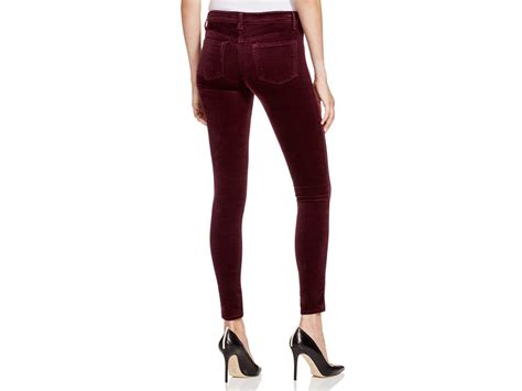 Lyst J Brand Mid Rise Skinny Velvet Jeans In Deep Mulberry In Red