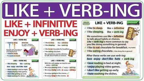 like verb ing like infinitive enjoy verb ing youtube