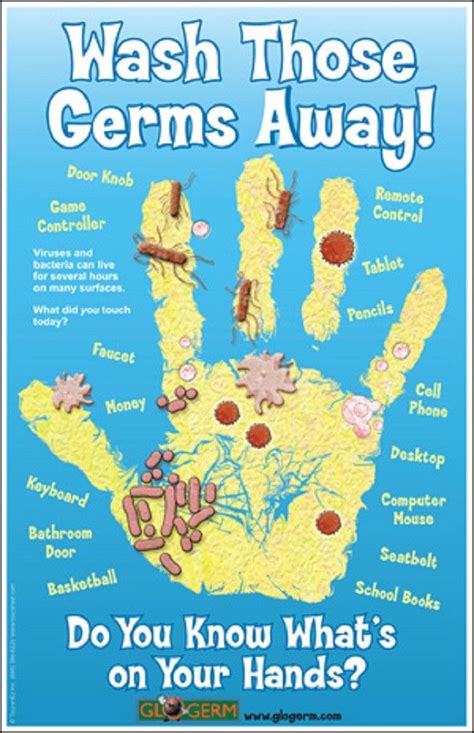 Wash Those Germs Away 11x17 Laminated Poster By Glo Germ Infection Control Nursing Health
