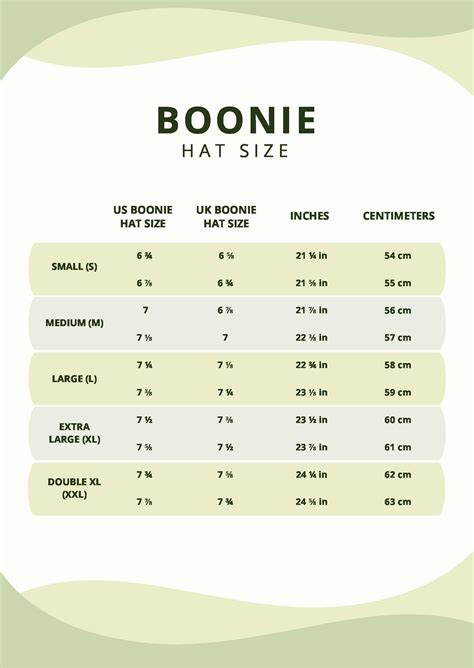 Boonie Hat Size Chart In Pdf Download