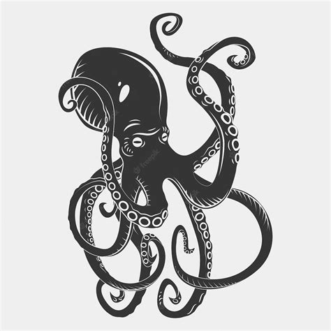 Premium Vector Black Danger Cartoon Octopus Characters