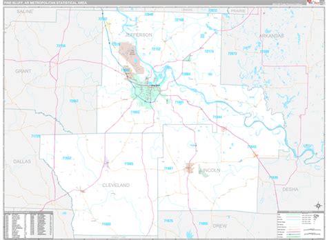 Pine Bluff Ar Metro Area Wall Map Premium Style By Marketmaps Mapsales