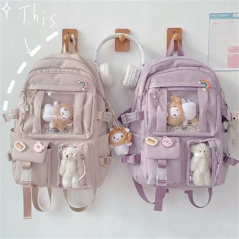Teens School Backpack Kawaii Cute Bear College Travel Casual Bag For