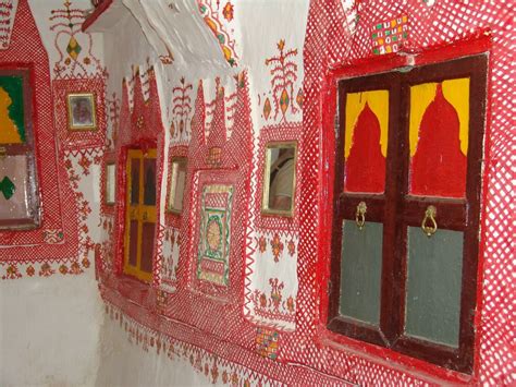 Traditional Painted Walls In Interior Of House In Ghadames Libye