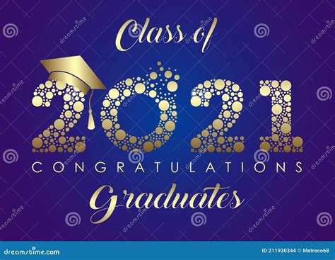 Class Of 2021 Graduation Banner With Cap Stock Vector Illustration