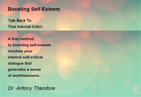 Boosting Self Esteem Boosting Self Esteem Poem By Dr Antony Theodore