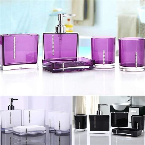 Bathroom accessories and bathroom decor are the finishing touches to your home and bathroom renovation. WALFRONT 5PC/Set Acrylic Bathroom Accessories Bath Cup ...