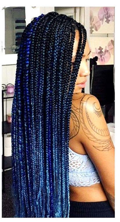 Be Bold And Try Blue Box Braids Like These The Braids Start Off Dark W