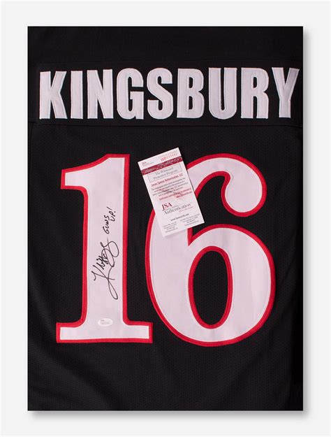 Kliff Kingsbury Signed 16 Black College Style Jersey With Guns Up Red Raider Outfitter