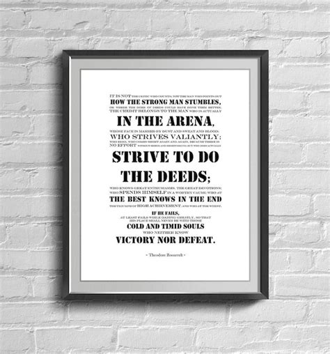 Items Similar To Man In The Arena The Man In The Arena Print Theodore Roosevelt Quote