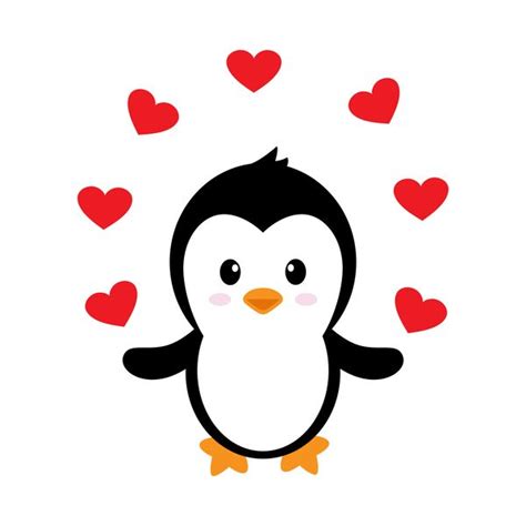 Cartoon Cute Penguin With Love Vector Illustration 06 Penguin