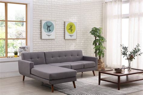 Barnet Upholstered Sectional Blue Living Room Mid Century Modern