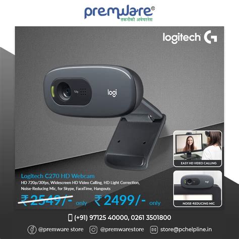Black Logitech C270 Hd Webcam At Rs 2499 In Surat Id 22609717530