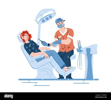 Dentist Doctor And His Patient Cartoon Vector Illustration Isolated