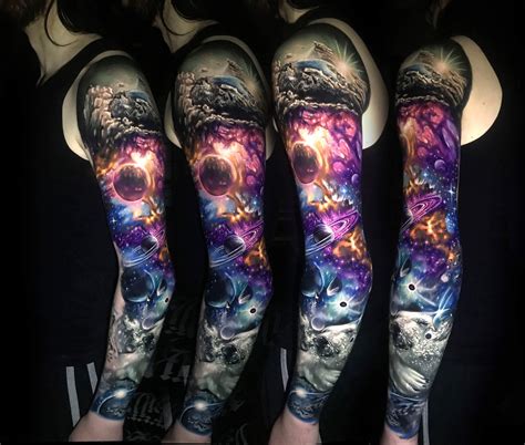 Solar Bear And Space Themed Sleeve By Artist Andrew Smith At Oculus Tattoo In Melbourne