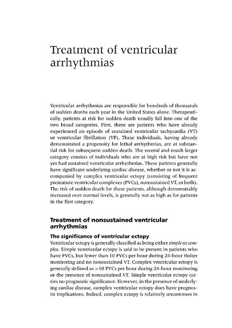 Solution Treatment Of Ventricular Arrhythmias Studypool