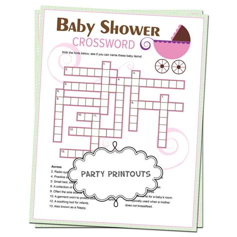 Baby Shower Crossword Puzzle Game Unique Custom Printable No