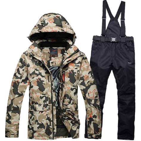 Camouflage Printed Man Winter Ski Suit Ski Jacket Pants Set Men