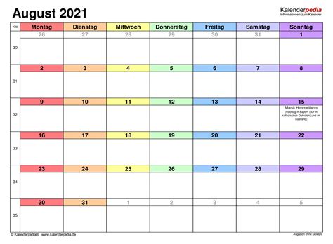 Alle terminkalender blätter kostenlos als pdf. Collect Kalender Monat August 2021 Zum Ausdrucken ...