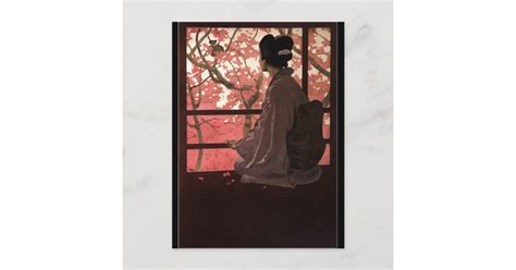 Cherry Blossom Geisha Postcard Zazzle