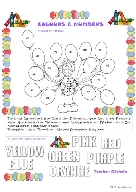 Colours And Numbers English Esl Worksheets Pdf And Doc
