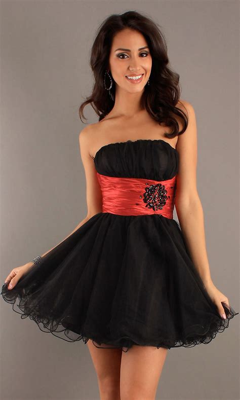 Short Strapless Junior Prom Dress Black Prom Dress Short Strapless