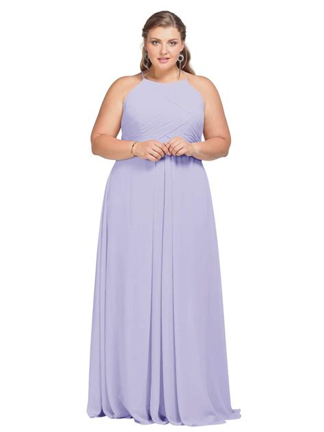 alicepub plus size bridesmaid dress chiffon long maxi prom evening formal gown lilac us24
