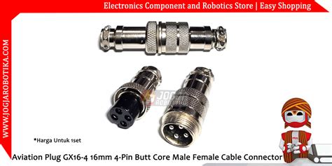 Aviation Plug Gx16 4 16mm 4 Pin Sambungan Kabel Butt Core Male Female