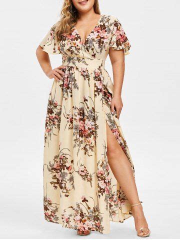 Off Plus Size Boho Print Flowy Beach Wrap Maxi Dress Rosegal
