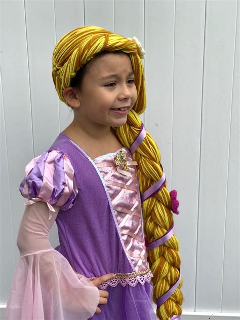 Rapunzel Wig Disney Princess Rapunzel Hair With Braid Kids Etsy
